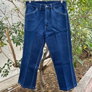 Vintage Big Yank Wide Leg Jeans 32x26 Dark Blue 100% Cotton